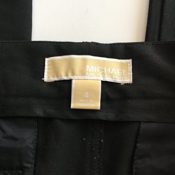 Michael Kors MK Womens Gold Zip Front Pockets Black Ankle Zip Pants Size 4 Work - Picture 2 of 7